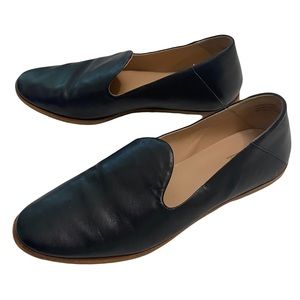 Seychelles black leather loafer flats slip on crepe sole women’s 10